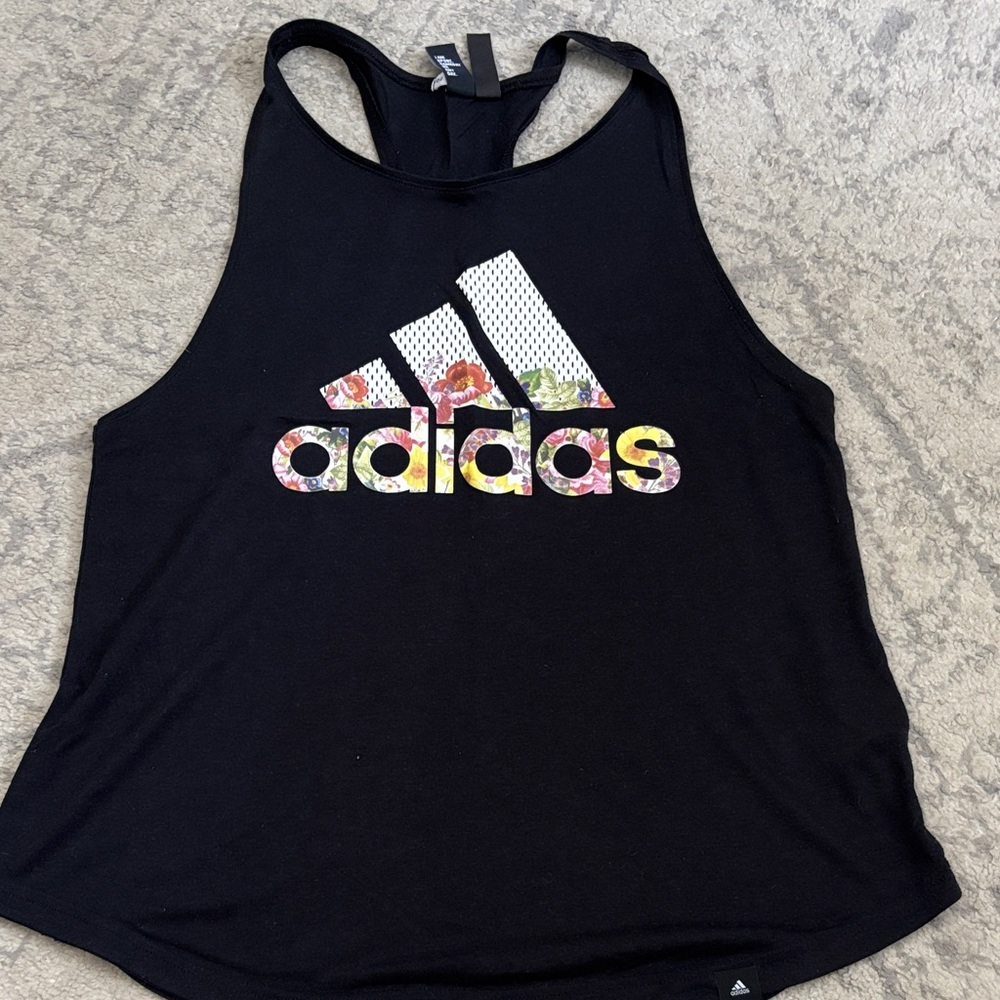 ✨Adidas Women's Black Tank with Floral Logo